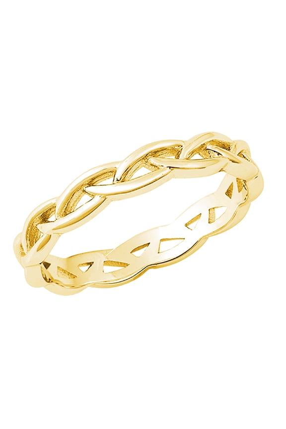 Gold-Tone Sterling Silver Braided Eternity Band Ring Size 7