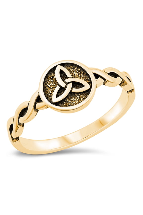 Gold-Tone Sterling Silver Braided Triquetra Ring Size 10