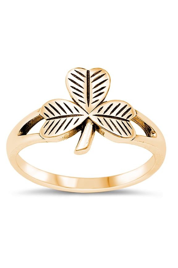 Gold-Tone Sterling Silver Lucky Clover Ring Size 4