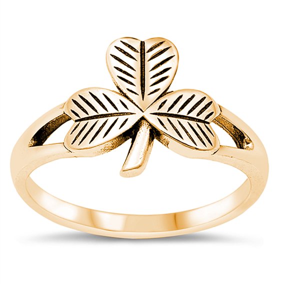 All in Stock Gold-Tone Sterling Silver Lucky Clover Ring Size 9