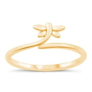All in Stock Gold-Tone Sterling Silver Mini Dragonfly Ring Size 6