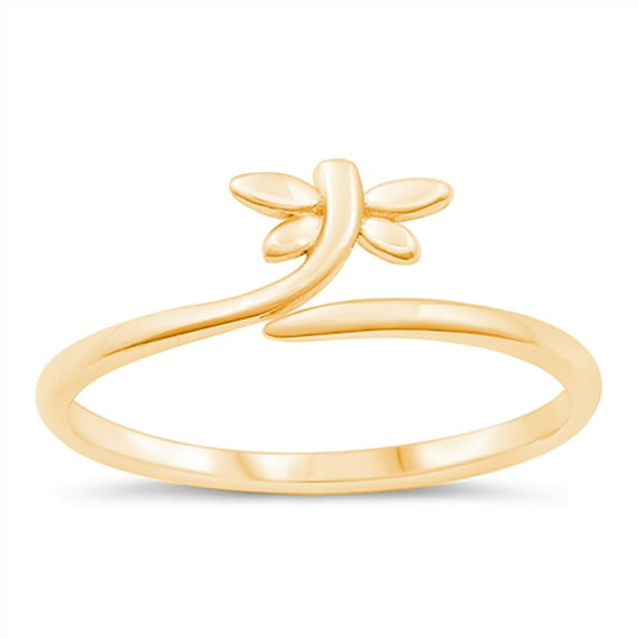 All in Stock Gold-Tone Sterling Silver Mini Dragonfly Ring Size 7