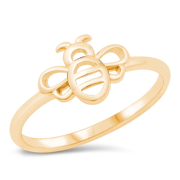 All in Stock Gold-Tone Sterling Silver Plain Bumblebee Ring Size 6