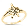 thumbnail image 1 of All in Stock Gold-Tone Sterling Silver Split Shank Sea Turtle Ring Size 7, 1 of 3