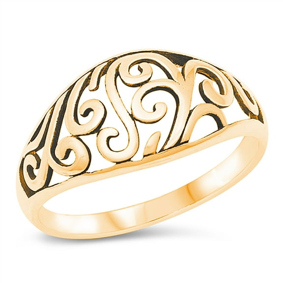 All in Stock Gold-Tone Sterling Silver Swirl Fashion Ring Size 5