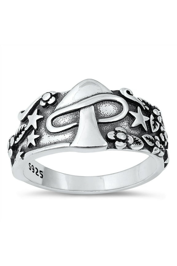 Magical Mushroom Ring Sterling Silver Size 7