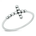 thumbnail image 1 of All in Stock Oxidized Sterling Silver Beaded Cross Ring Size 7, 1 of 3