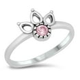 thumbnail image 1 of All in Stock Pink Cubic Zirconia Bali Crown Ring Sterling Silver Size 7, 1 of 3