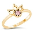 thumbnail image 1 of All in Stock Pink Stone Bali Crown Ring Sterling Gold-Tone Silver Size 4, 1 of 3
