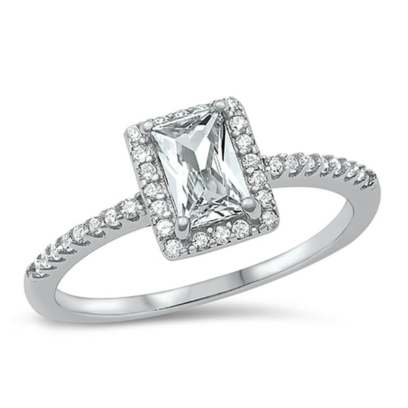 All in Stock Radiant Cut Cubic Zirconia Engagement Ring 925 Sterling Silver Size 10