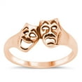 thumbnail image 1 of All in Stock Rose Gold-Tone Sterling Silver Comedy Tragedy Face Ring Size 8, 1 of 3