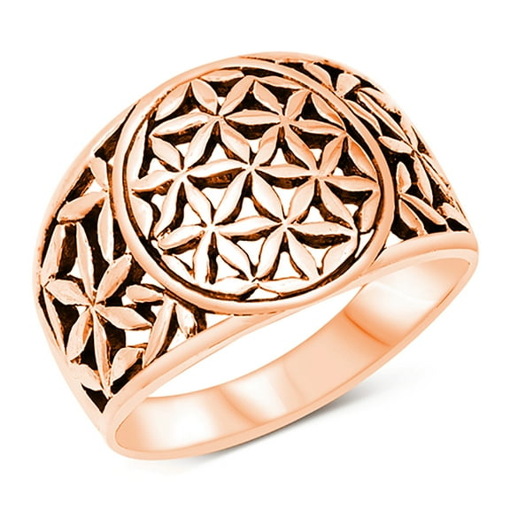 All in Stock Rose Gold-Tone Sterling Silver Floral Filigree Statement Ring Size 9
