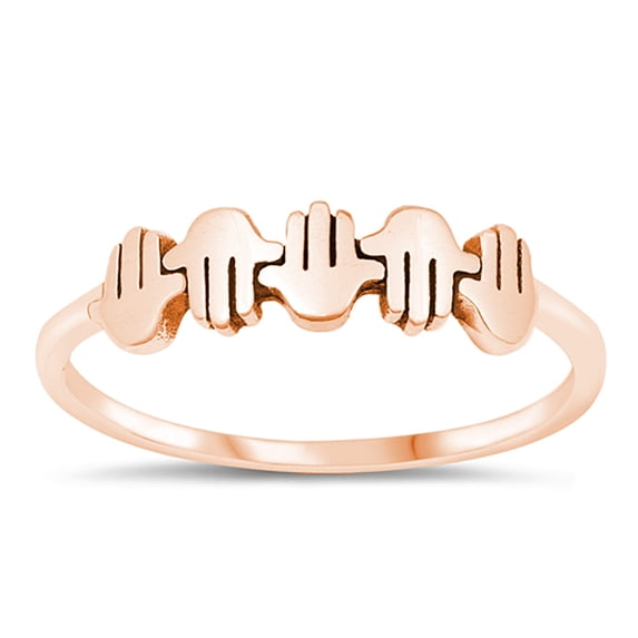 All in Stock Rose Gold-Tone Sterling Silver Mini Hands Stackable Ring Size 9