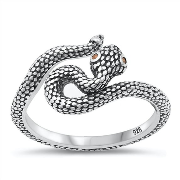 All in Stock Simulated Garnet Cubic Zirconia Angry Snake Ring Sterling Silver Size 7