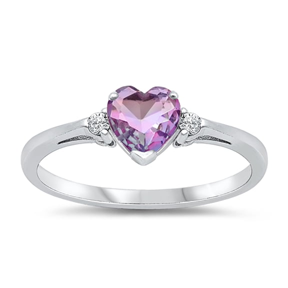 All in Stock Simulated Ruby Cubic Zirconia Promise of Love Heart Ring Sterling Silver Size 8