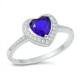 thumbnail image 1 of All in Stock Simulated Tanzanite Cubic Zirconia Embraced Heart Ring 925 Sterling Silver Size 8, 1 of 3