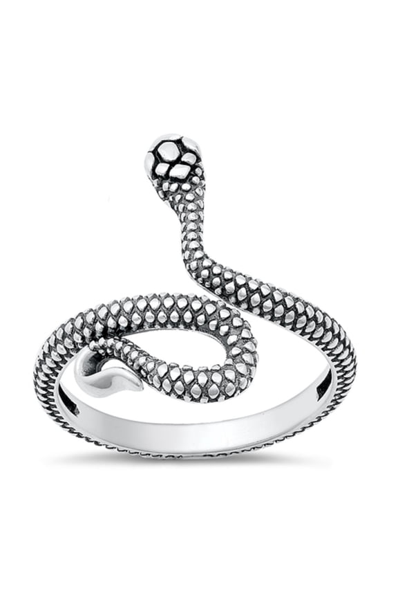Sterling Silver Adjustable Head Up Snake Ring Size 10