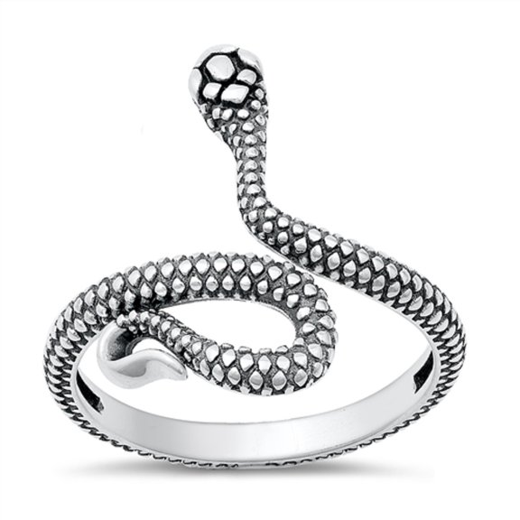 All in Stock Sterling Silver Adjustable Head Up Snake Ring Size 5