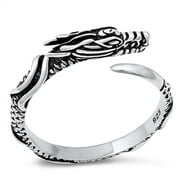 All in Stock Sterling Silver Adjustable Wrap Around Dragon Ring Size 6