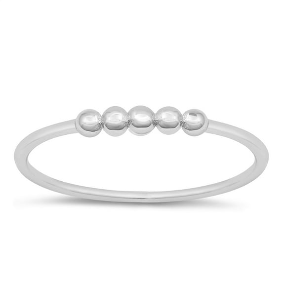 All in Stock Sterling Silver Beaded Bar Stackable Ring Size 6