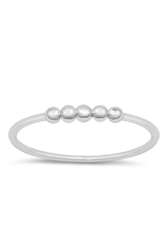 Sterling Silver Beaded Bar Stackable Ring Size 8