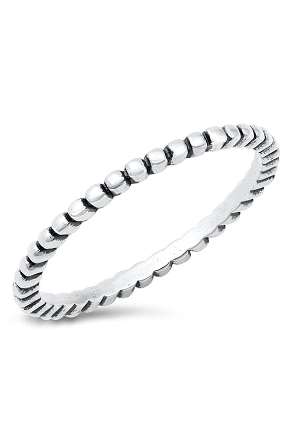 Sterling Silver Beaded Eternity Ring Size 8