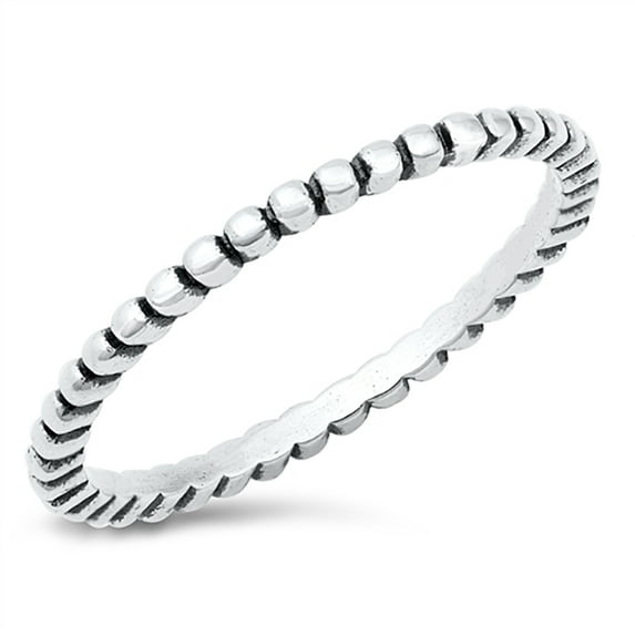 All in Stock Sterling Silver Beaded Eternity Ring Size 9