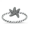 thumbnail image 1 of All in Stock Sterling Silver Beaded Star Fish Rope Ring Size 8, 1 of 3
