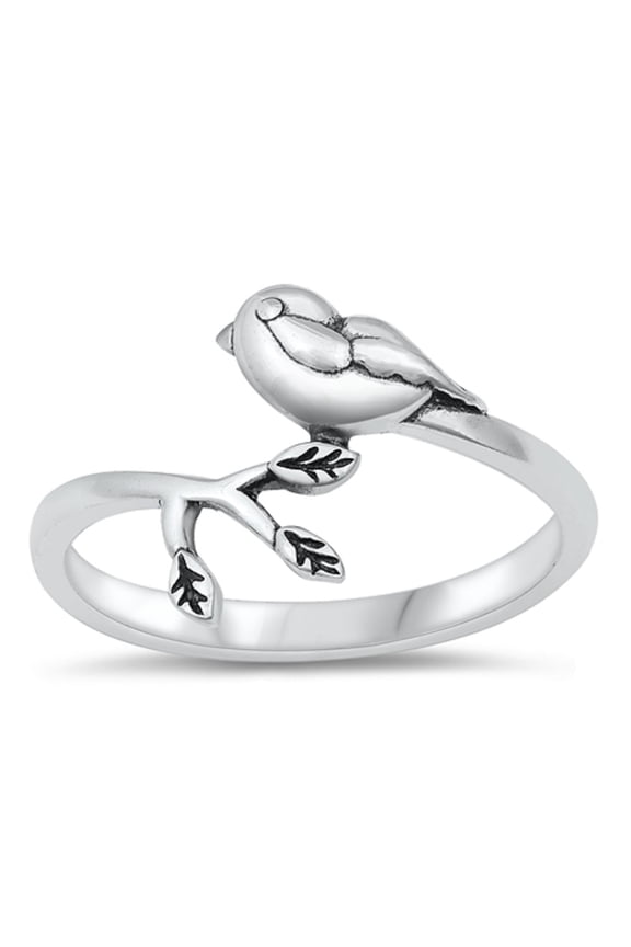 Sterling Silver Bird with Branch ring Size 10