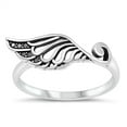 thumbnail image 1 of All in Stock Sterling Silver Black Cubic Zirconia Divine Angel Wing Ring Size 7, 1 of 3