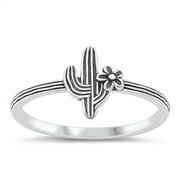 All in Stock Sterling Silver Blooming Cactus Ring Size 7