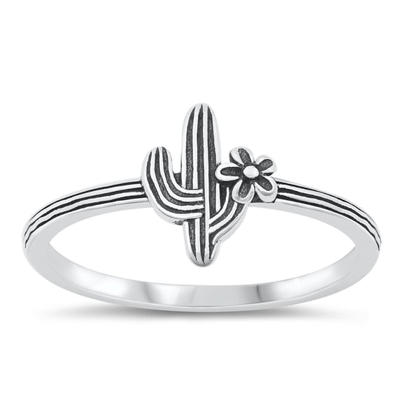 All in Stock Sterling Silver Blooming Cactus Ring Size 9