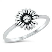 All in Stock Sterling Silver Blooming Sunflower Ring Size 8