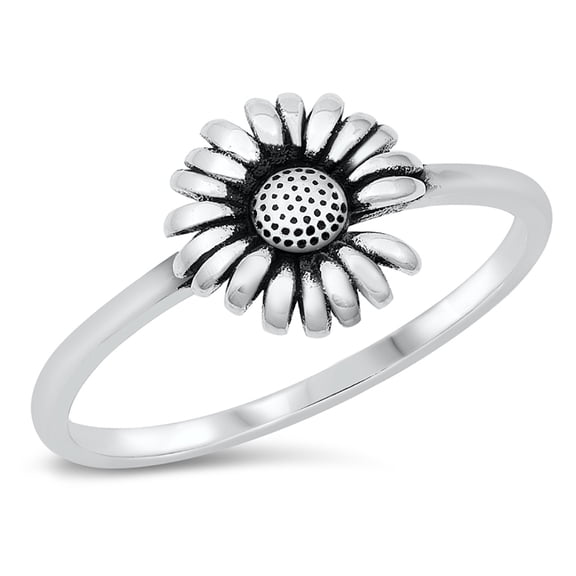 All in Stock Sterling Silver Blooming Sunflower Ring Size 9