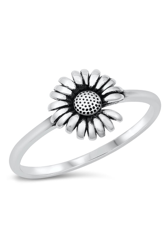 Sterling Silver Blooming Sunflower Ring Size 9