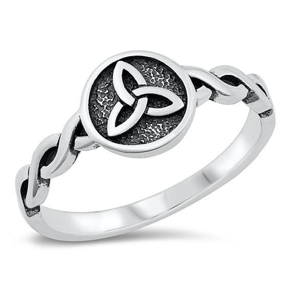 All in Stock Sterling Silver Braided Triquetra Ring Size 4
