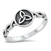 All in Stock Sterling Silver Braided Triquetra Ring Size 6