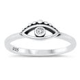 thumbnail image 1 of All in Stock Sterling Silver Clear Cubic Zirconia Protection from Evil Eye Ring Size 10, 1 of 3