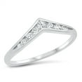 thumbnail image 1 of All in Stock Sterling Silver Clear Cubic Zirconia V Shape Band Ring Size 6, 1 of 3