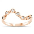thumbnail image 1 of All in Stock Sterling Silver Clear Cubic Zirconia Wavy Line Rose Gold-Tone Ring Size 7, 1 of 3