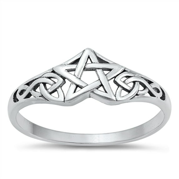 All in Stock Sterling Silver Crafted Celtic Star Ring Size 9