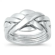 All in Stock Sterling Silver Criss Cross Puzzle Ring Size 6