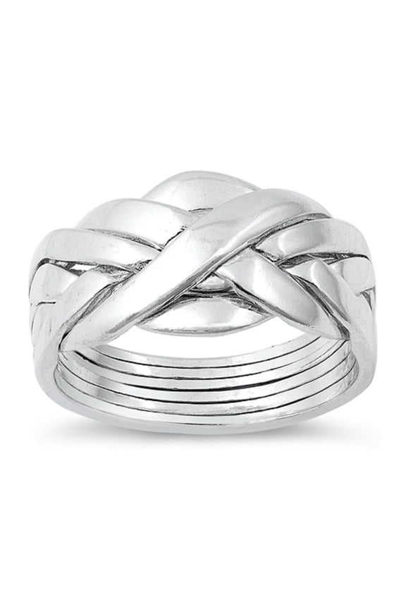 Sterling Silver Criss Cross Puzzle Ring Size 7