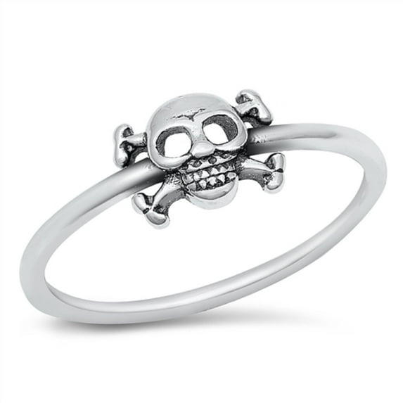 All in Stock Sterling Silver Crossbones Skull Ring Size 9
