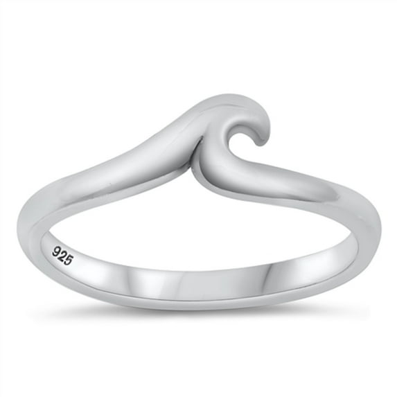 All in Stock Sterling Silver Curve Wave Fashion Ring Size 5