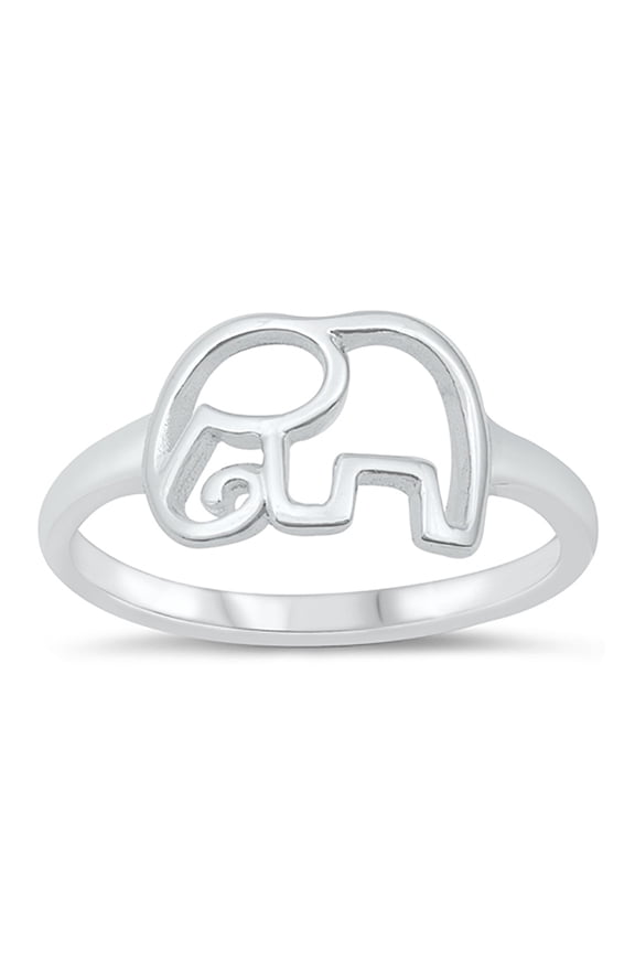 Sterling Silver Cut Out Elephant Ring Size 9