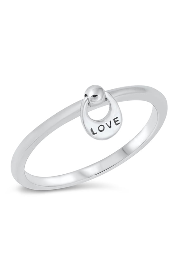 Sterling Silver Dangling Purse with Engraved Love Ring Size 10