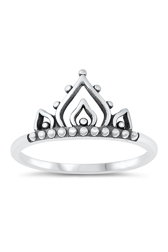 Sterling Silver Decorated Flame Ring Size 6