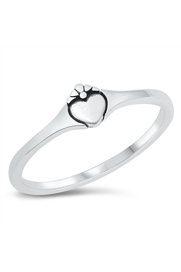 Sterling Silver Designer Heart Ring Size 5