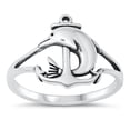 thumbnail image 1 of All in Stock Sterling Silver Dolphin Anchor Ring Size 9, 1 of 3